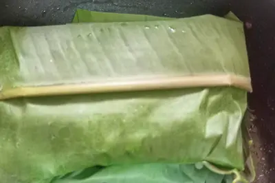 a close up of a piece of green lettuce at Ocean Pearl in Kozhikode